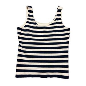 St. John By Marie Gray Womens Black Sleeveless Striped Knit Tank Top Size Medium